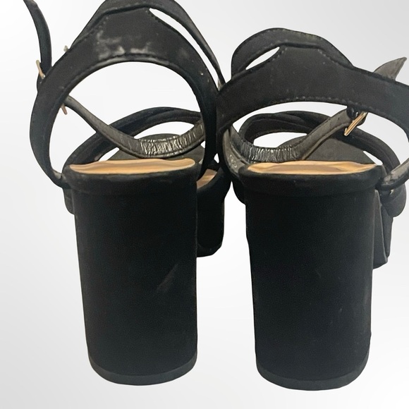 Top Moda Black Platform Block Heel Sandals with Ankle Strap - Picture 4 of 7